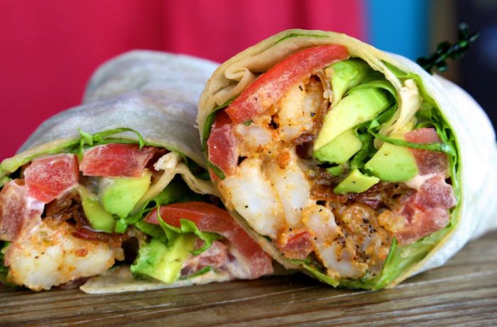 Blackened Shrimp Club Wrap w/Fries – $19.12